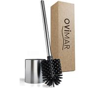 Ovimar Escobillero Trekroner Plata de Silicona y Acero Inoxidable | De Pie para Baño y Aseo de Invitados | Moderno Portaescobillero