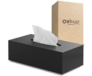 Ovimar Gronnoya - Toallitas Cosméticas de Acero Inoxidable, Color Negro Mate, Dispensador de Pañuelos y Toallas de Papel para Baño, Cocina o Mesa