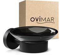 ovimar Jabonera Nederlandsoya | con soporte para montaje en pared | acero inoxidable | negro | para taladrar | vidrio extraíble para el baño o también la cocina como jabonera para almacenamiento