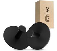 ovimar Juego de 2 ganchos para toallas Danksoya sin taladrar, de acero inoxidable, color negro, como toallero autoadhesivo, también se puede utilizar como soporte para paños de cocina o soporte para
