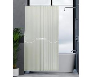 ovimar Kjelfossen - Cortina de ducha magnética (lavable, secado rápido, antimoho, 240 x 200 cm), color beige