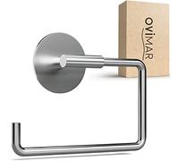 ovimar portarrollos Hammerodde sin taladrar Plata | portarrollos Autoadhesivo en Acero Inoxidable | portarrollos sin Tapa | portarrollos con Mecanismo de Cierre Suave Mate para Pegar 3M