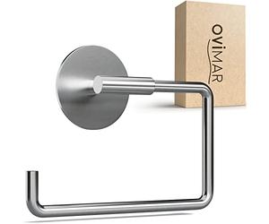 ovimar portarrollos Hammerodde sin taladrar Plata | portarrollos Autoadhesivo en Acero Inoxidable | portarrollos sin Tapa | portarrollos con Mecanismo de Cierre Suave Mate para Pegar 3M
