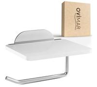 ovimar portarrollos Helnaes portarrollos de Papel con Estante de Cristal Plata 3M portarrollos de Papel con Estante de Cristal sin taladrar Negro | portarrollos de Papel Autoadhesivo para Pegar
