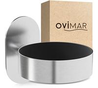 ovimar Soporte para secador de Pelo Glyngore | Acero Inoxidable | Plata | con fijación a la Pared sin taladrar | con Almohadilla para secador de Pelo | para Pegar | Soporte para secador de Pelo