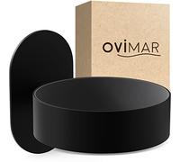 ovimar Soporte para secador de Pelo Kvitoya | Acero Inoxidable | Negro Mate | Montaje en la Pared sin taladrar | con Almohadilla para secador de Pelo | para Pegar | Soporte para secador de Pelo