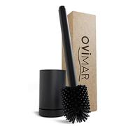 ovimar Tjome - Escobilla de baño de silicona, función de ventilación, de pie independiente, con depósito para detergente, bandeja de goteo extraíble, escobilla de inodoro