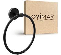 ovimar toallero Halsnoy Redondo | Acero Inoxidable Negro Mate | toallero de perforación | diseño Moderno | Montaje en Pared | para el Cuarto de baño, Aseo de Invitados o Cocina