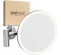 ovimar Vorupor - Espejo de maquillaje (360 grados, con iluminación, recargable, montaje en pared para taladrar, para baño, 5 aumentos, con luz)