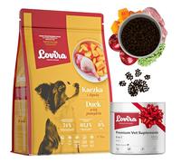 ovira - Cibo secco per cani - Crocchette per cani - Senza cereali, con Alto contenuto di Carne, 50% anatra - Set con integratore 8 in 1 - adulti - 3 kg + 60 pezzi