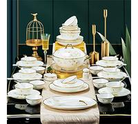 OVLIIYWZY 58 Piece Europe Bone China Tableware Sets Food Bowl Sushi Dishes Ramen Plates Chopsticks Dinner Set Utensils for Kitchen