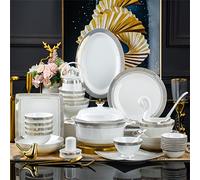 OVLIIYWZY 60 Piece Europe Bone China Tableware Sets Sushi Dishes Food Bowl Spoon Ramen Plates Dinner Set Utensils for Kitchen Accessories