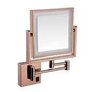 OVLIIYWZY Espejo de Maquillaje de 8 Pulgadas, Montaje en Pared con luz LED, Aumento 3X, Espejo de baño, Montaje en Pared con luz, Giro de Doble Cara 360°, se Puede Carga