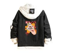 Ovlize Chains-aw Man Sudadera con Capucha Hombre, Ropa Casual y Deportiva, mezclilla caliente outwear Informal, Sweat(Black,2XL)