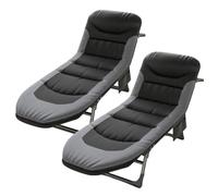 OVLRIJP Tumbona Jardin Exterior Plegable, Tumbonas Jardin con 6 Posiciones Soporta, Cama Plegable Camping, Tumbona para Terraza, Balcón, Jardín, Interior, Exterior (Negro/2 Unidades)