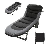 OVLRIJP Tumbona Plegable para Jardín Exterior con 5 Posiciones, Cama Camping, para Balcón, Interior (Negro)