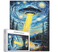 OVNI Flying Saucer - Rompecabezas de 1000 piezas para adultos, estilo Van Gogh, cielo estrellado, arte de fondo, desafiantes, juegos de actividades familiares, rompecabezas colorido para manualidades