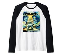 OVNI secuestrando a un oso polar, estilo de noche estrellada de Van Gogh Camiseta Manga Raglan