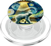 OVNI secuestrando a un oso polar, estilo de noche estrellada de Van Gogh PopSockets PopGrip para MagSafe