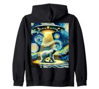 OVNI secuestrando a un oso polar, estilo de noche estrellada de Van Gogh Sudadera con Capucha