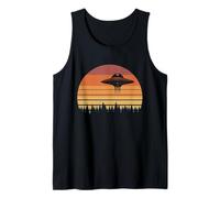 OVNI Secuestro Luna Día Retro Alien Nave Espacial Ciencia Ficción Camiseta sin Mangas