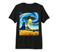 OVNI sobre la Torre del Diablo, Van Gogh Starry Night Style Camiseta Premium