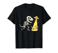 OVNI T-Rex Halloween Persiguiendo a Labrador Retriever Camiseta gráfica económica, Hombre, Negro, S