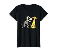 OVNI T-Rex Halloween Persiguiendo a Labrador Retriever Camiseta gráfica económica, Mujer, Negro, S