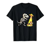 OVNI T-Rex Halloween Persiguiendo Airedale Terrier Camiseta gráfica económica, Hombre, Negro, L