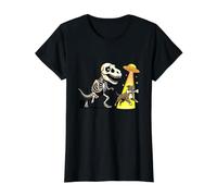 OVNI T-Rex Halloween Persiguiendo American Staffordshire Terrier Camiseta gráfica económica, Mujer, Negro, M