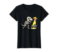 OVNI T-Rex Halloween Persiguiendo Bouvier Des Flandres Camiseta gráfica económica, Mujer, Negro, L