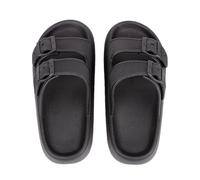 OVNMFH Eva Fashion Thick Soled Lightweight Slippers, Double Buckle Adjustable-Non-Slip Thick-Soled Slippers, Cloud Sandals for Women Men (Black,7.5-8)