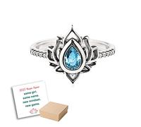 OVNMFH Same Girl Same Name Lotus Ring, 2023 S925 Sterling Silver No Mud No Lotus Ring, Lotus Flower Yoga High Polish Tarnish Resistant Zircon Inlaid Ring, Jewelry Gifts for Women (Blue,7)