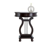 OVOGGPAN Mesa Auxiliar semicircular de Madera, Mesa Consola de Madera de Abedul - Mesa de Entrada Rústica con Cajón y Detalles de Metal para Sala de Estar, Dormitorio, Pasillo o recibidor(Walnut)
