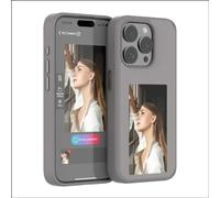 OvOHapia Funda inteligente para teléfono con pantalla de tinta electrónica, funda inteligente NFC para iPhone 13, 14, 15 Pro Max Plus (iPhone 15 Plus, gris)