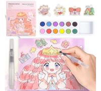 OVOISSTIY Pintura con Libros de Agua para Niños, Libro Pintura Acuarela 24 Páginas de Tema Castillo de Princesa, Pintura Acuarela para Niños con Pincel de Agua Rellenable 12 Acuarela Sólida, Regalo