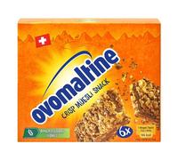 Ovomaltine Barritas de cereales Crisp Crunchy de chocolate de cereales con crema ovomaltina, polvo de cacao fino, sostenible y certificado UTZ (6 x 25 g)