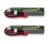 OVONIC 3S Lipo - Batería de polímero de litio para airsoft (11,1 V, 80 C, 1000 mAh, con Deans T, 2 unidades)