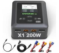 OVONIC Lipo Cargador 200W 15A AC200W DC300W Cargador de Equilibrio Dual para 1-6S Li-Ion NiCd NiMH LiHV RC Batería RC Modelos (X1)