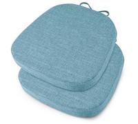 OVOV Juego de 4 cojines de metal para sillas de comedor de 14 x 14 pulgadas, antideslizantes, gruesas, texturizadas, para sillas de comedor con lazos y funda extraíble (35,5 x 35,5 x 5 cm, 2, azul
