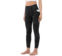 OVRUNS Leggings de gimnasio de cintura alta para mujer, pantalones de yoga con bolsillos, leggings de compresión para entrenamiento y correr, Tinte negro, XS