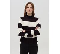 OVS, Jersey Tricot De Rayas Cuello Mock, Mujer, Blanco/negro, Talla: 34