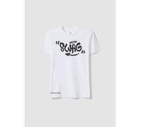 OVS KIDS, Camiseta Blanca De Algodón Puro Para Niño Ajuste Regular Con Estampado Swag, Niño, Blanco óptico, Talla: 12-13