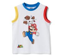 OVS Kids Camiseta de Tirantes Infantil Blanca de algodón Puro con Super Mario