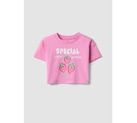 OVS KIDS, Camiseta Rosa De Algodón Puro Para Niñas Con Estampado De Fresas, Niña, Fucsia, Talla: 5-6