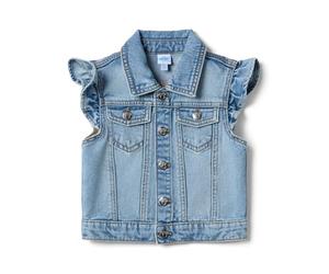 OVS KIDS Chaleco de denim azul ajuste regular para niñas con Minnie, de algodón puro