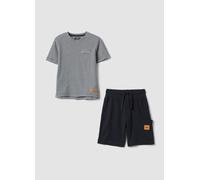 OVS KIDS, Conjunto Azul De Mezcla De Algodón Con Camiseta A Rayas Y Shorts, Niño, Negro/Blanco, Talla: 3-4