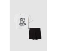 OVS KIDS, Conjunto Blanco De Algodón Orgánico Con Camiseta Y Shorts, Niña, Blanco/negro, Talla: 10-11
