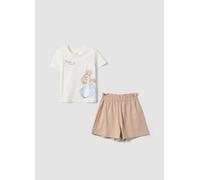OVS KIDS, Conjunto Blanco Y Rosa De Algodón Puro Con Camiseta Y Shorts, Niña, Blanco/rosa, Talla: 6-7
