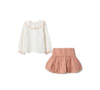 OVS KIDS Conjunto de camiseta y falda de algodón elástico multicolor para niñas, ajuste regular